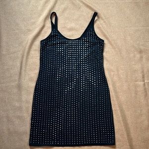 Express Rhinestone Bling Mini Black Dress LBD Studded Size Medium 2009